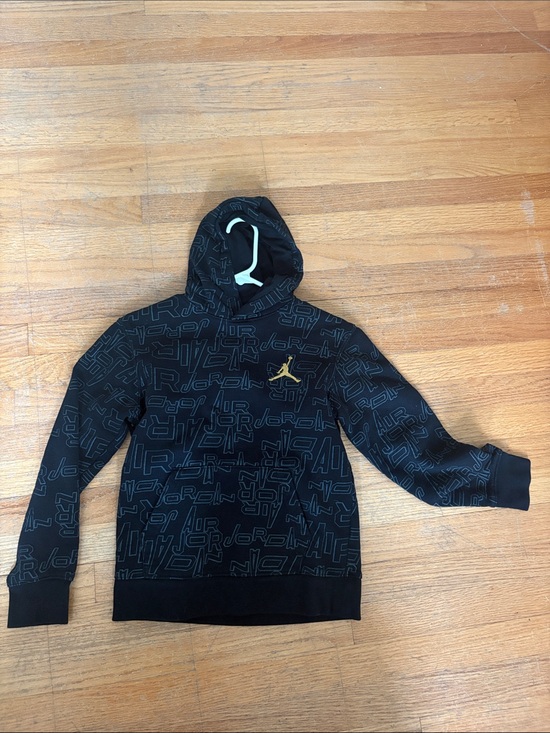 Jordan Other - Boys Jordan Black Graphic Crewneck Hoodie with Gold Jumpman